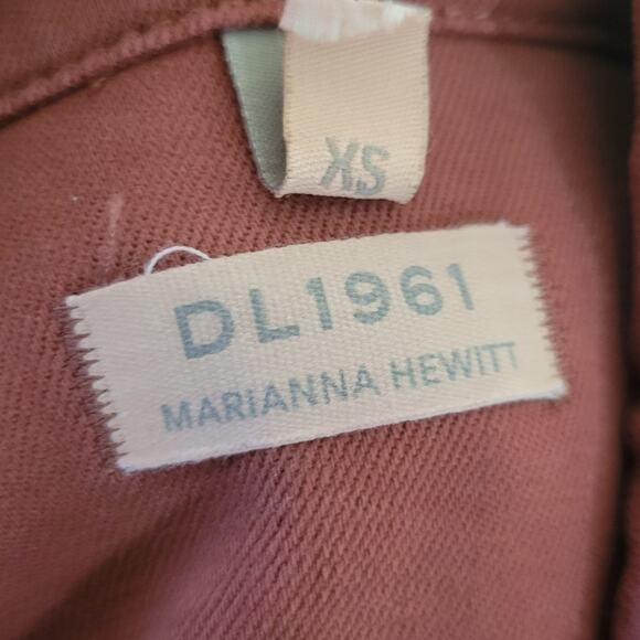 XS DL1961 X Marianna Hewitt brown denim cropped jean jacket, rose gold buttons - Picture 6 of 6